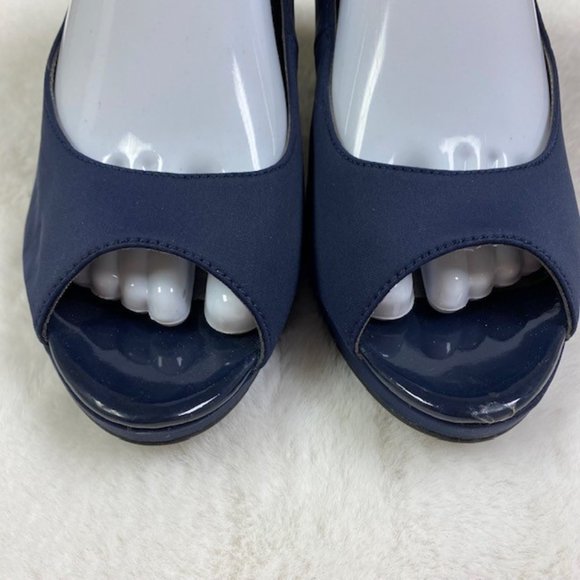 Bandolino Navy Mylah Peep Toe Satin Feel Heels, size‎ 8.5 M - Picture 3 of 12